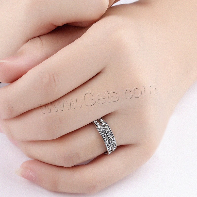 Rhinestone Stainless Steel Finger Ring, Round, plated, different size for choice & for woman & with rhinestone, more colors for choice, 6mm, Sold By PC
