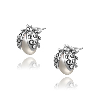 Newegg® Jewelry Earring, Zinc Alloy, with Freshwater Pearl, Ladybug, platinum plated, natural & for woman & blacken 