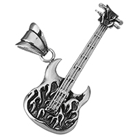 Stainless Steel Musical Instrument and Note Pendant, Guitar, blacken Approx 