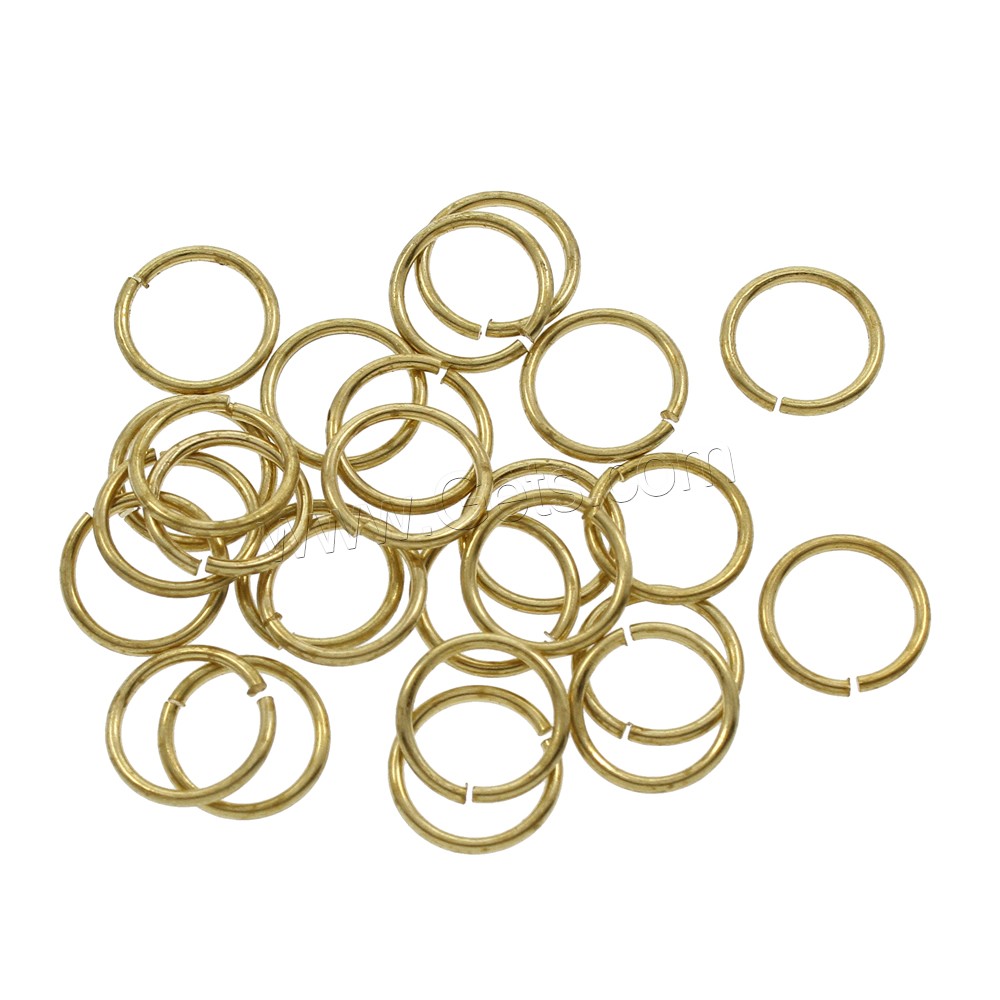 Messing öffnen Sprung Ring, verschiedene Größen vorhanden, originale Farbe, frei von Nickel, Blei & Kadmium, Bohrung:ca. 10mm, 500PCs/Tasche, verkauft von Tasche