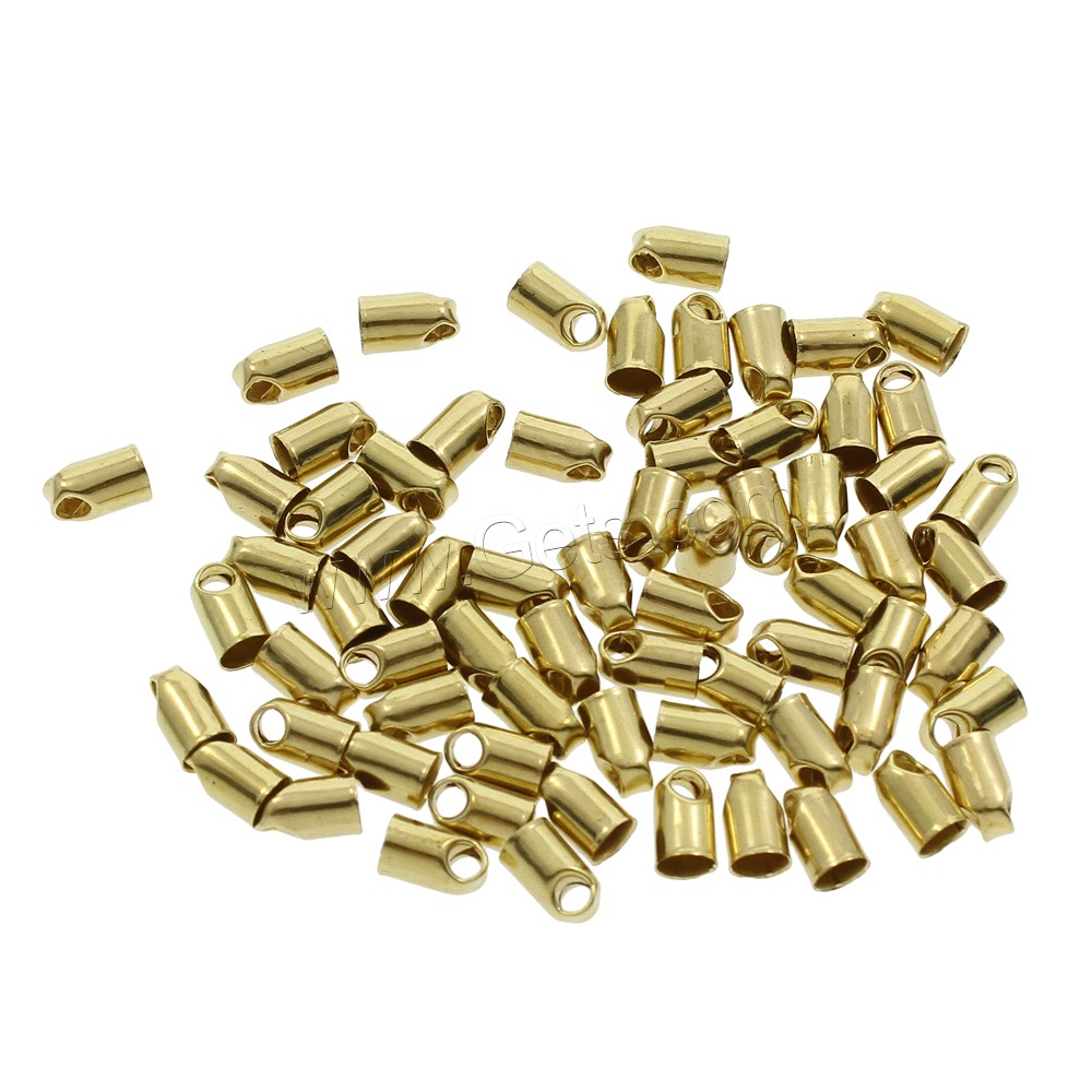 Brass Cord Tips, different size for choice, original color, lead & cadmium free, Hole:Approx 2mm, 1000PCs/Bag, Sold By Bag