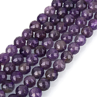 天然紫水晶のビーズ, アメジスト, ラウンド形, 2 月誕生石, 穴:約 1.8mm, 長さ:約 15 インチ, 売り手 ストランド