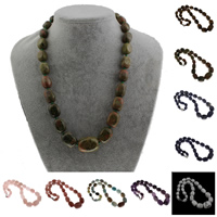 Gemstone Necklaces, zinc alloy lobster clasp, Nuggets - Approx 17.5 Inch [