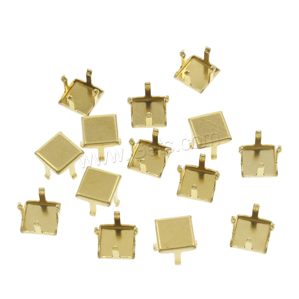 Brass Bead Tips, Square, different size for choice, original color, nickel, lead & cadmium free, 1000PCs/Bag, Sold By Bag
