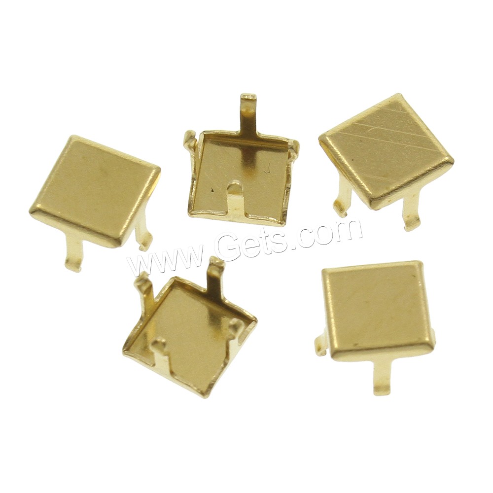 Brass Bead Tips, Square, different size for choice, original color, nickel, lead & cadmium free, 1000PCs/Bag, Sold By Bag