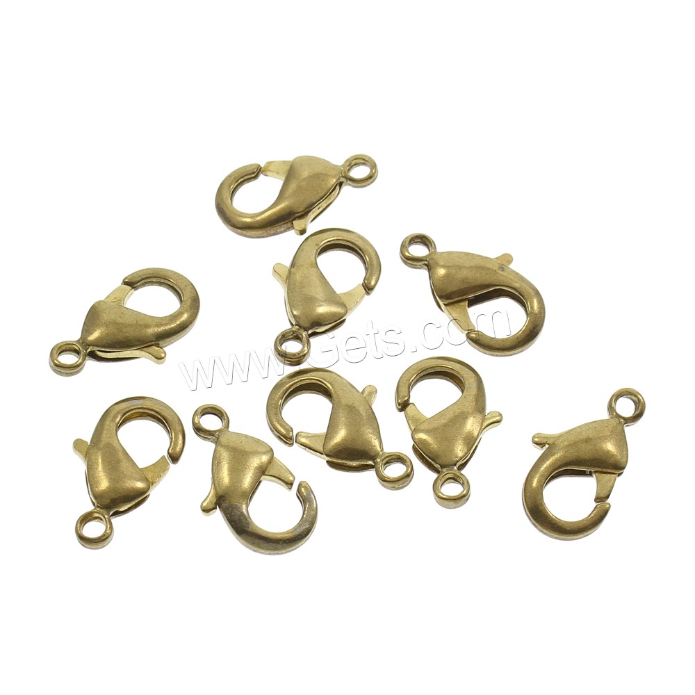 Brass Lobster Claw Clasp, different size for choice, original color, nickel, lead & cadmium free, Hole:Approx 1, 1.5, 2, 2.5mm, 1000PCs/Bag, Sold By Bag