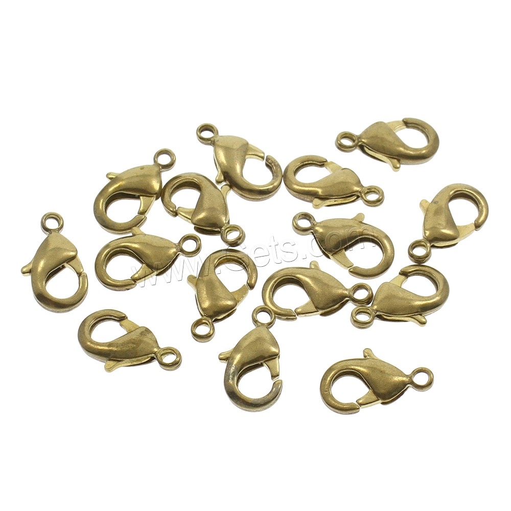 Brass Lobster Claw Clasp, different size for choice, original color, nickel, lead & cadmium free, Hole:Approx 1, 1.5, 2, 2.5mm, 1000PCs/Bag, Sold By Bag