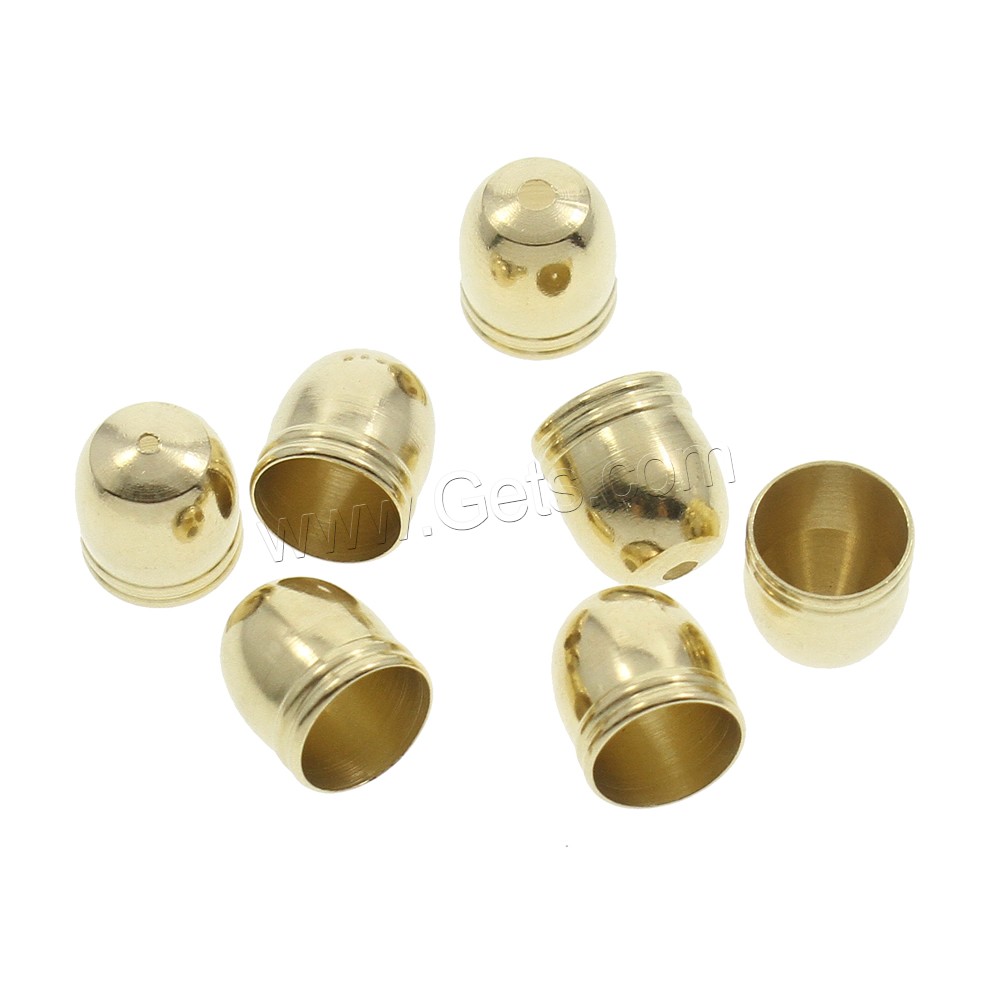 Brass End Cap, different size for choice, original color, nickel, lead & cadmium free, Hole:Approx 1.5mm, Inner Diameter:Approx 4, 5, 6, 7mm, 1000PCs/Bag, Sold By Bag