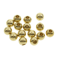 Brass Jewelry Beads, Round original color, nickel, lead & cadmium free 