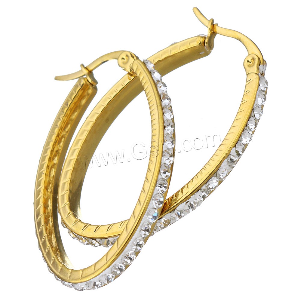 Edelstahl Hoop Ohrringe, mit Ton, goldfarben plattiert, verschiedene Größen vorhanden & für Frau, keine, verkauft von Paar