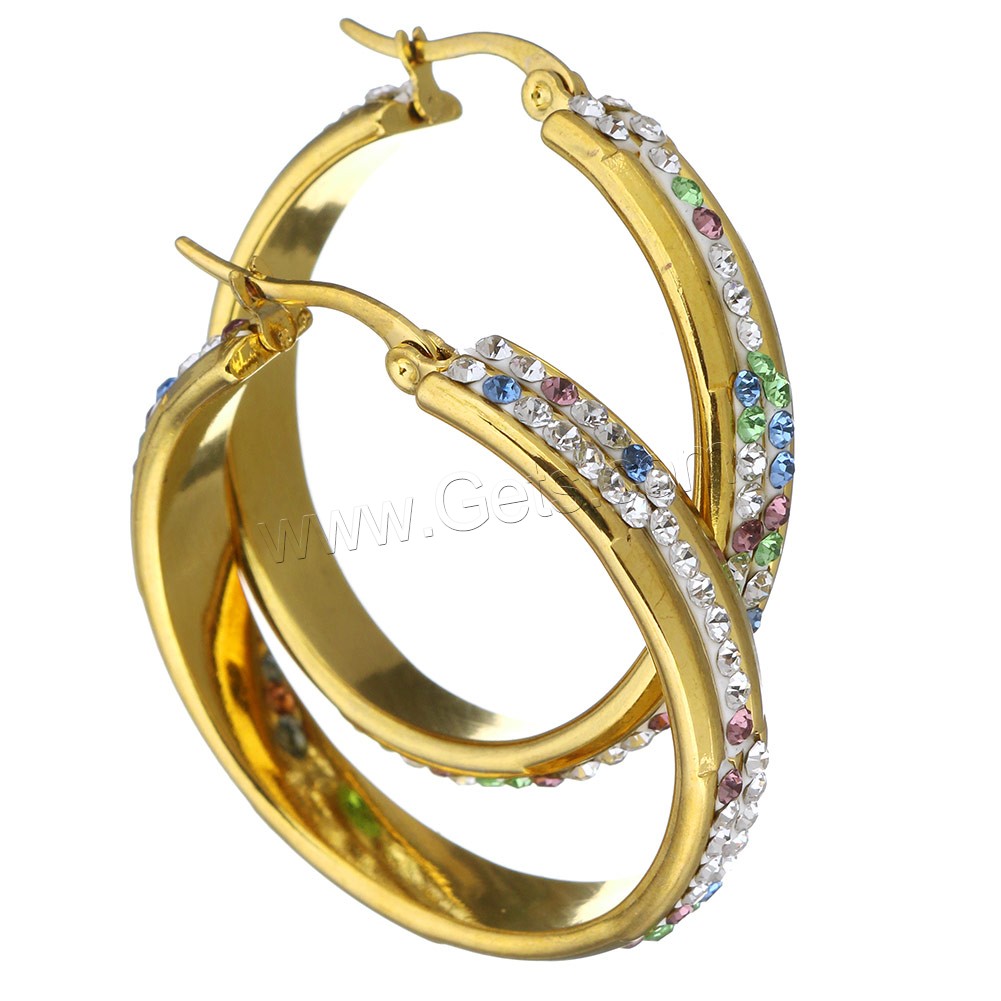 Edelstahl Hoop Ohrringe, mit Ton, goldfarben plattiert, verschiedene Größen vorhanden & für Frau, keine, verkauft von Paar