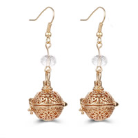 Harmony Ball Earring, Brass, with Crystal, Round, plated, for woman & faceted & hollow lead & cadmium free, 20mm-30mm 