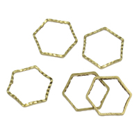 Brass Linking Ring, Hexagon original color, nickel, lead & cadmium free 