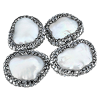 Natural Freshwater Pearl Loose Beads, with Rhinestone Clay Pave, mixed, 15-17x18-20x5-7mm Approx 1mm 