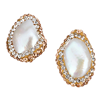 Naturales agua dulce perlas sueltas, Perlas cultivadas de agua dulce, con Arcilla analiar de diamantes de imitación AB, mixto, 18-21x19-21x20-21mm, agujero:aproximado 0.5mm, Vendido por UD