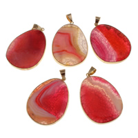 Agate Zinc Alloy Pendants, with Pink Agate, Nuggets, natural Approx [