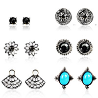Zinc Alloy Stud Earring Set, with Acrylic, stainless steel post pin, platinum color plated, with rhinestone, lead & cadmium free, 5-13mm 
