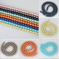 Perlas de Cristal, Perlas de vidrio, Esférico, más colores para la opción, 4mm, agujero:aproximado 0.8-1mm, longitud:aproximado 32 Inch, aproximado 195PCs/Sarta, Vendido por Sarta