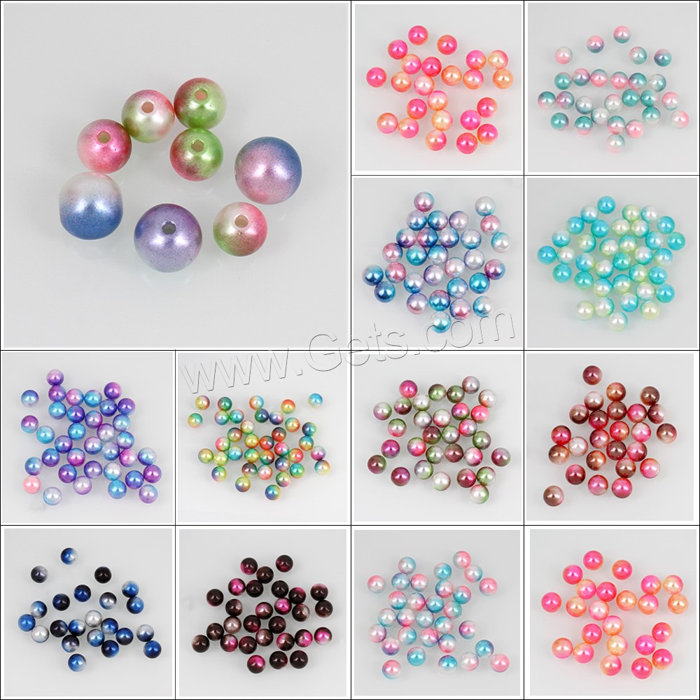 ABS Plastic Pearl Beads, Round, different styles for choice, more colors for choice, Hole:Approx 1mm, Sold By Bag