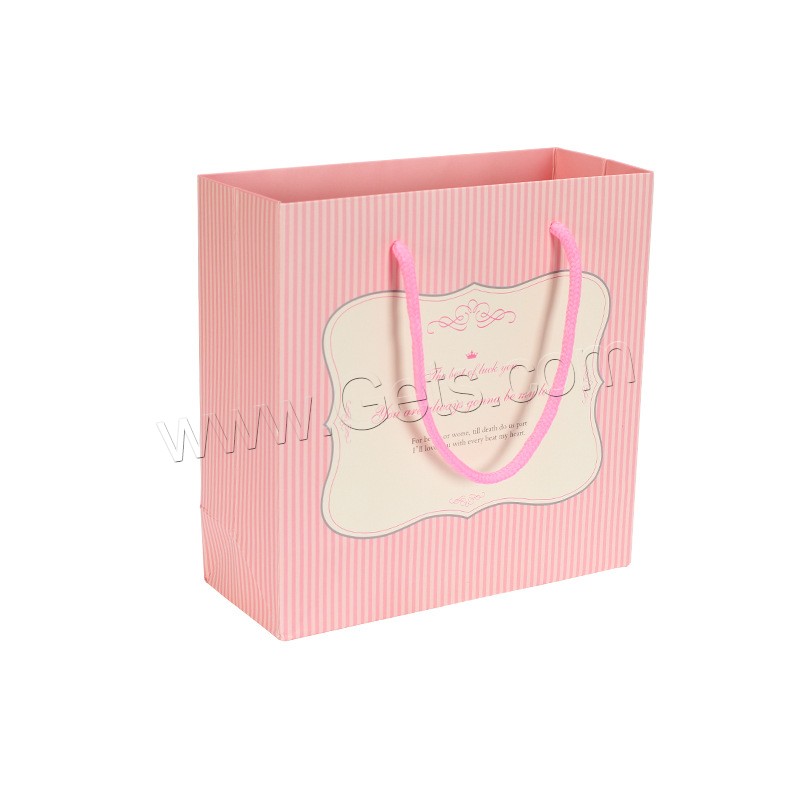 Paper Gift Bag, with Nylon Cord, Rectangle, different size for choice & with letter pattern, more colors for choice, Sold By PC