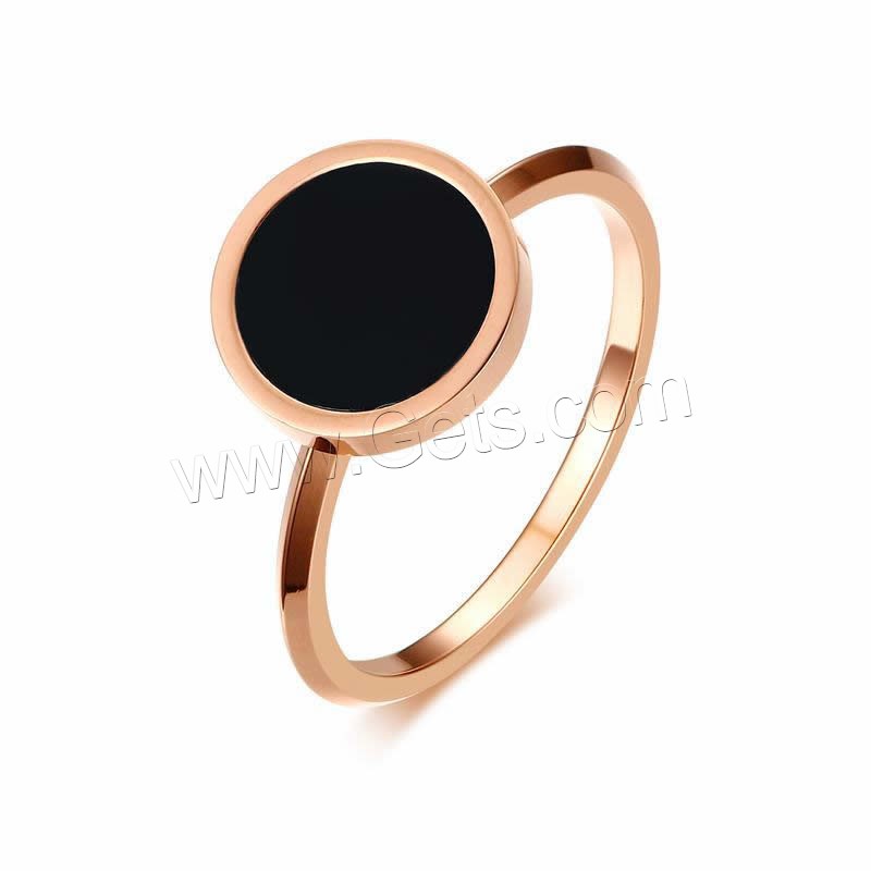 Enamel Stainless Steel Finger Ring, rose gold color plated, different size for choice & for woman, 11mm, Sold By PC