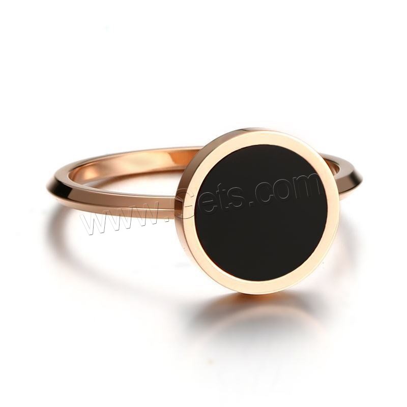 Enamel Stainless Steel Finger Ring, rose gold color plated, different size for choice & for woman, 11mm, Sold By PC