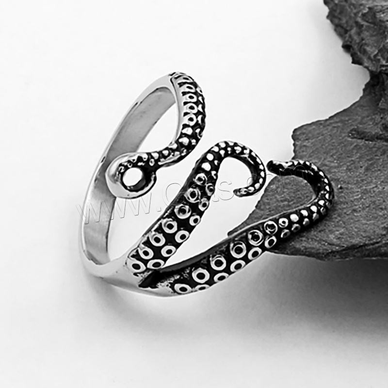 Stainless Steel Cuff Finger Ring, Octopus, different size for choice & for man & blacken, 24mm, Sold By PC