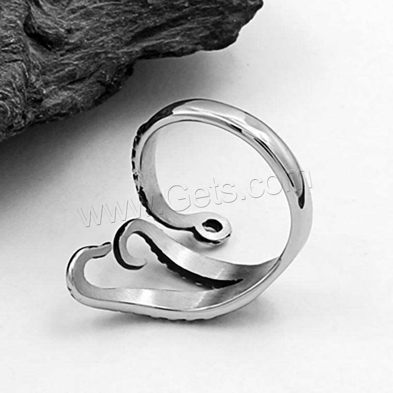 Stainless Steel Cuff Finger Ring, Octopus, different size for choice & for man & blacken, 24mm, Sold By PC