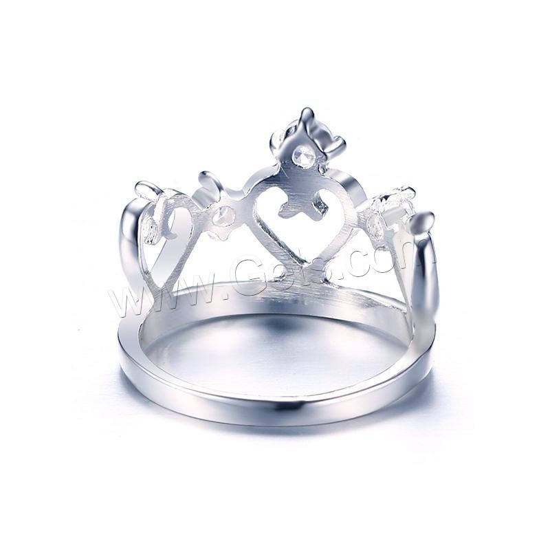Circón cúbico anillo de dedo de latón, acero inoxidable, Corona, diverso tamaño para la opción & para mujer & con circonia cúbica, color original, 14mm, Vendido por UD