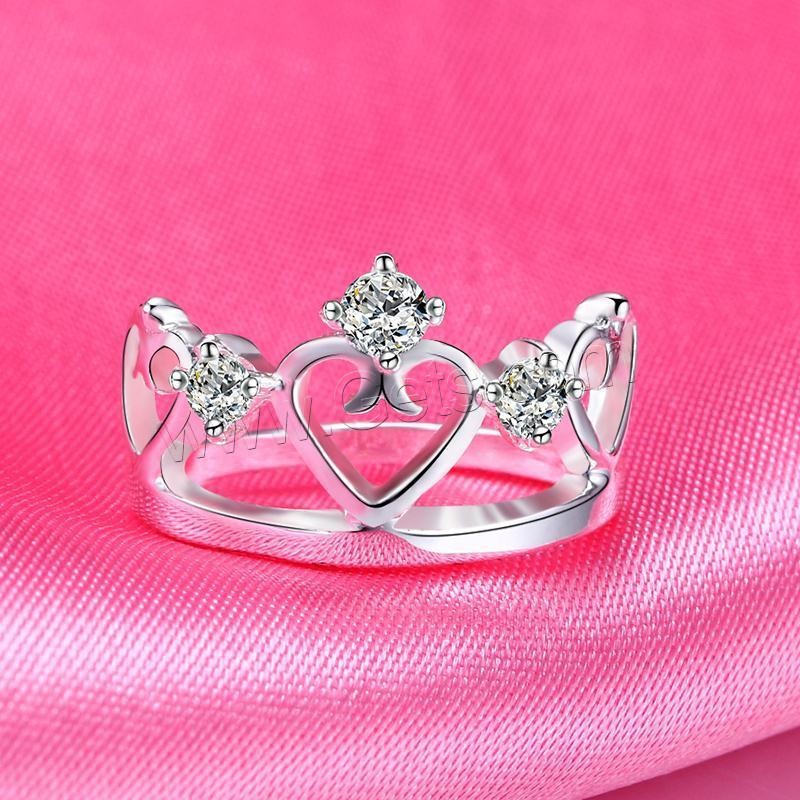 Circón cúbico anillo de dedo de latón, acero inoxidable, Corona, diverso tamaño para la opción & para mujer & con circonia cúbica, color original, 14mm, Vendido por UD