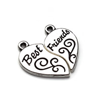 Zinc Alloy Heart Pendants, antique silver color plated, with letter pattern, lead & cadmium free Approx 1-1.5mm 