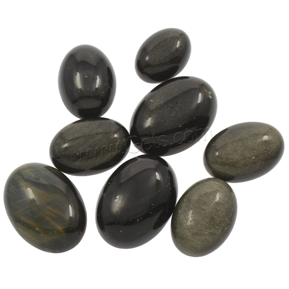 Cabochons en pierres précieuses, or Obsidian, ovale plat, normes différentes pour le choix, Vendu par PC