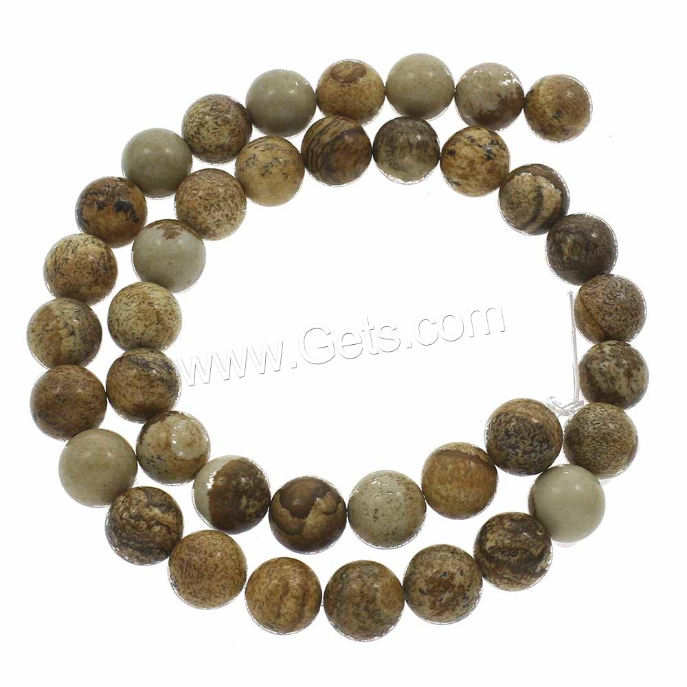 Chinese Painting Stone Bead, Picture Jasper, Round, different size for choice, Hole:Approx 1mm, Length:Approx 15.5 Inch, Sold By Strand