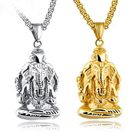Stainless Steel Pendants, Ganesha, plated, for man Approx 3-5mm 