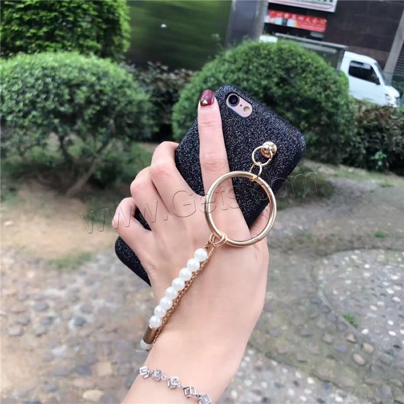 Customized Mobile Phone Cases, TPU, with Zinc Alloy, Rectangle, gold color plated, With Pendant & different styles for choice & stardust, more colors for choice, Sold By PC