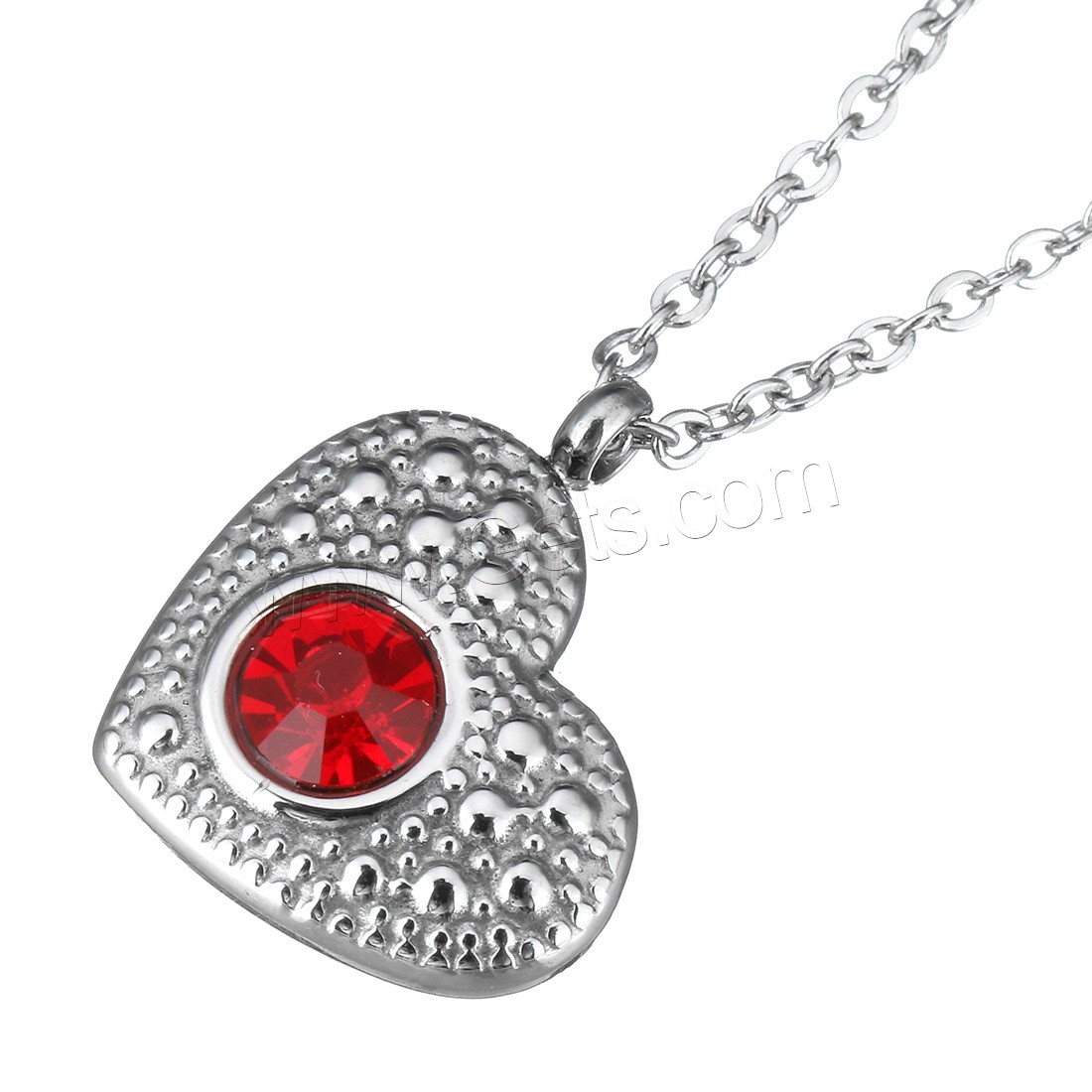 Fashion Stainless Steel Necklace Chain, with 2inch extender chain, Heart, different size for choice & oval chain & for woman & with rhinestone, original color, Length:Approx 16 Inch, Sold By Strand