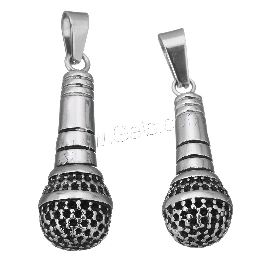 Stainless Steel Musical Instrument and Note Pendant, Microphone, different size for choice & for woman & blacken, Hole:Approx 3x7mm, Sold By PC
