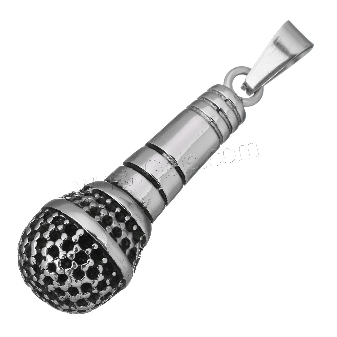 Нержавеющая сталь музыкальный инструмент и примечание кулон, нержавеющая сталь, микрофон, разный размер для выбора & Женский & чернеют, отверстие:Приблизительно 3x7mm, продается PC