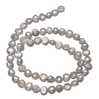 Perles nacres baroques de culture d'eau douce , perle d'eau douce cultivée, naturel, gris, grade A, 6~7mm Environ 0.8mm pouce, Vendu par brin