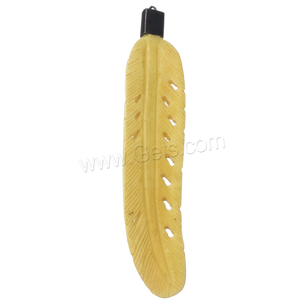 Synthetic Ivory Pendant, with Brass, Leaf, plated, different styles for choice & micro pave cubic zirconia, more colors for choice, 28x132x10mm, Hole:Approx 2mm, Sold By PC