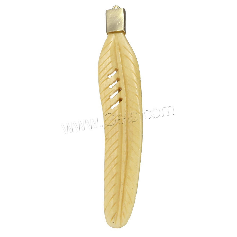 Synthetic Ivory Pendant, with Brass, Leaf, plated, different styles for choice & micro pave cubic zirconia, more colors for choice, 21x115x8mm, Hole:Approx 2mm, Sold By PC