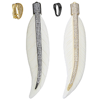 Synthetic Ivory Pendant, with Brass, Leaf, plated & micro pave cubic zirconia Approx 2mm 