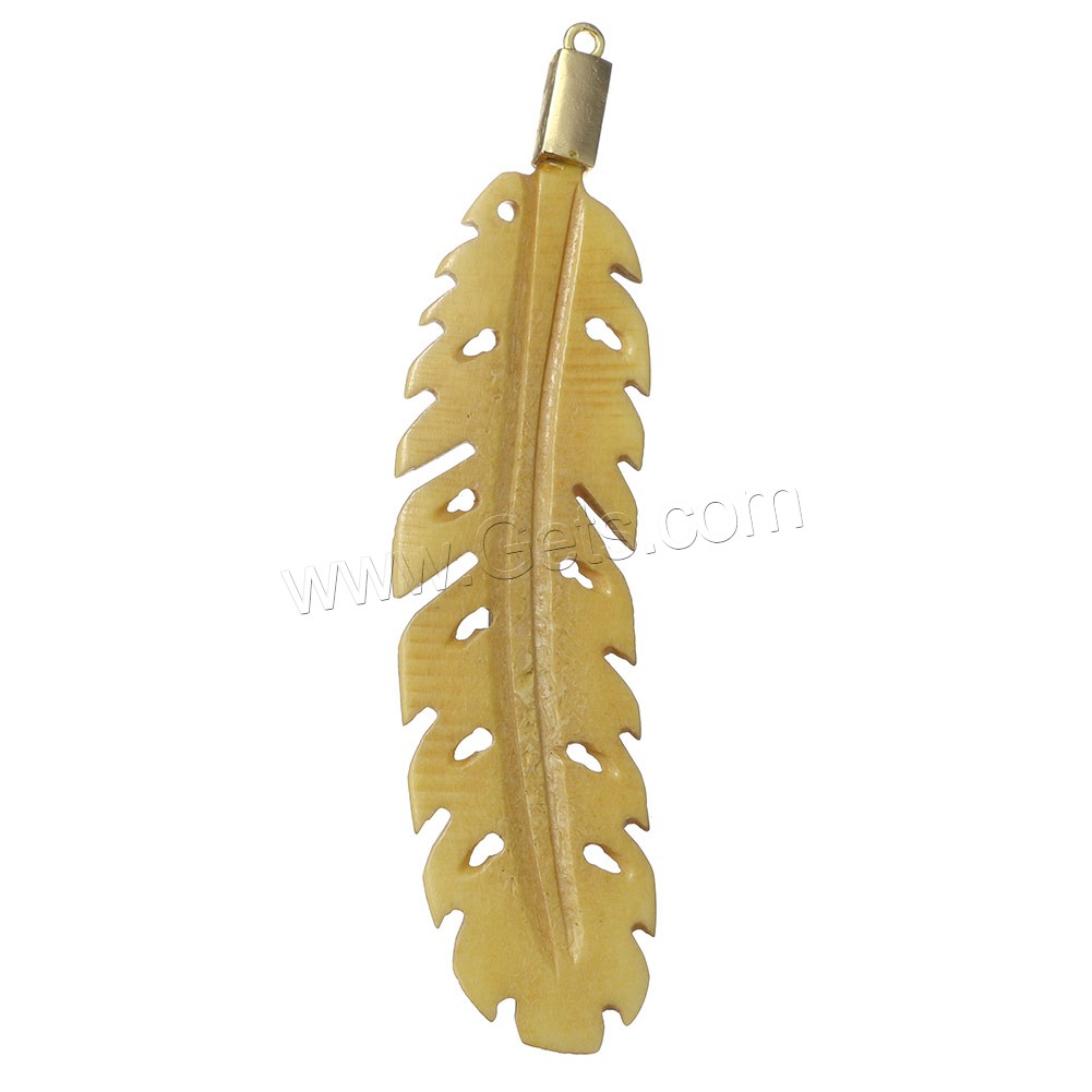Synthetic Ivory Pendant, with Brass, Leaf, plated, different styles for choice & micro pave cubic zirconia, more colors for choice, 22x97x6mm, Hole:Approx 2mm, Sold By PC