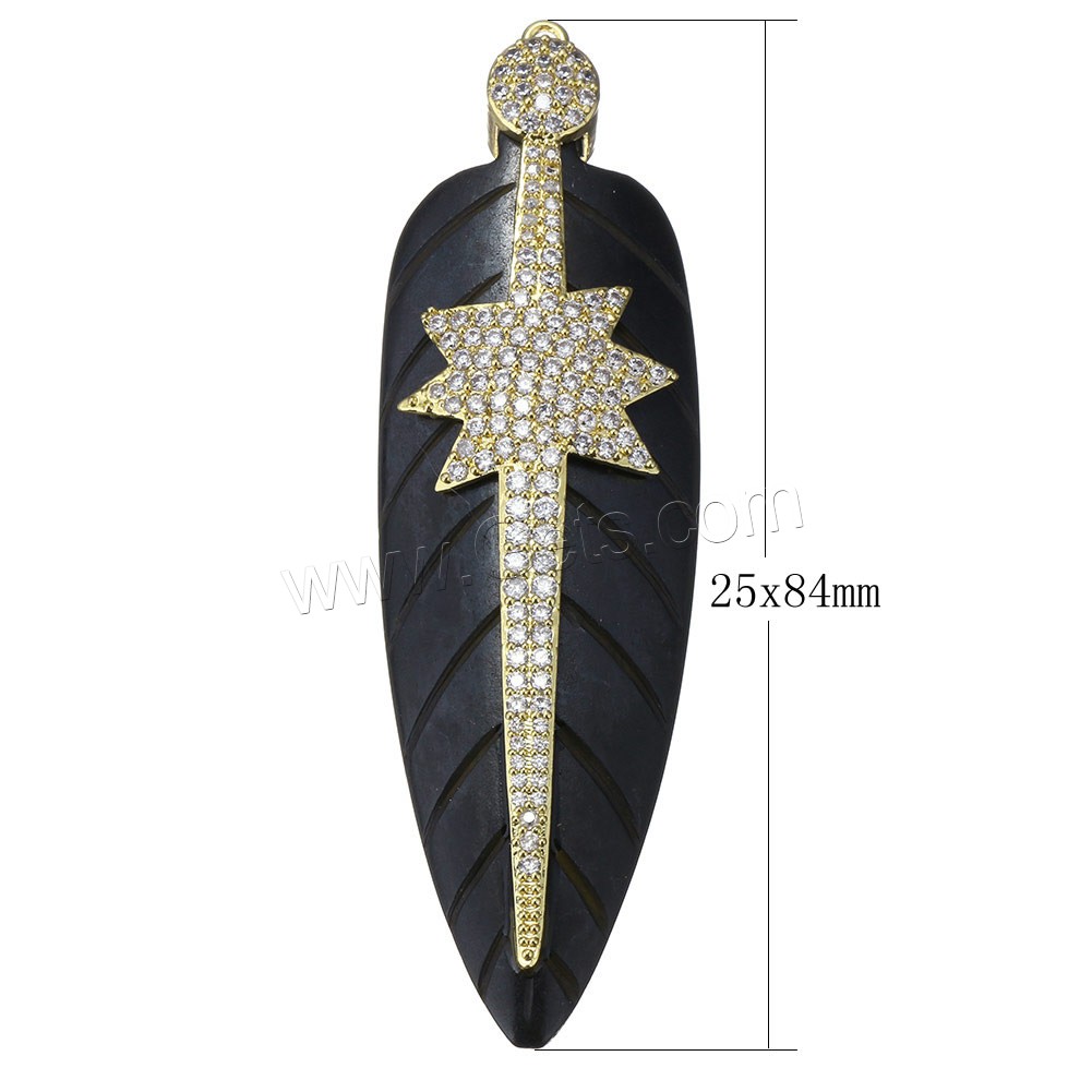 Synthetic Ivory Pendant, with Brass, plated, different styles for choice & micro pave cubic zirconia, more colors for choice, 25x84x10mm, Hole:Approx 2mm, Sold By PC
