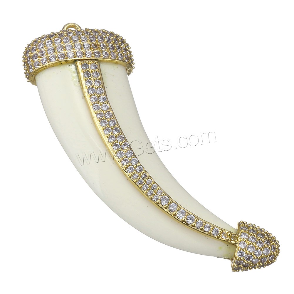 Synthetic Ivory Pendant, with Brass, plated, different styles for choice & micro pave cubic zirconia, more colors for choice, 21x58x14mm, Hole:Approx 2mm, Sold By PC