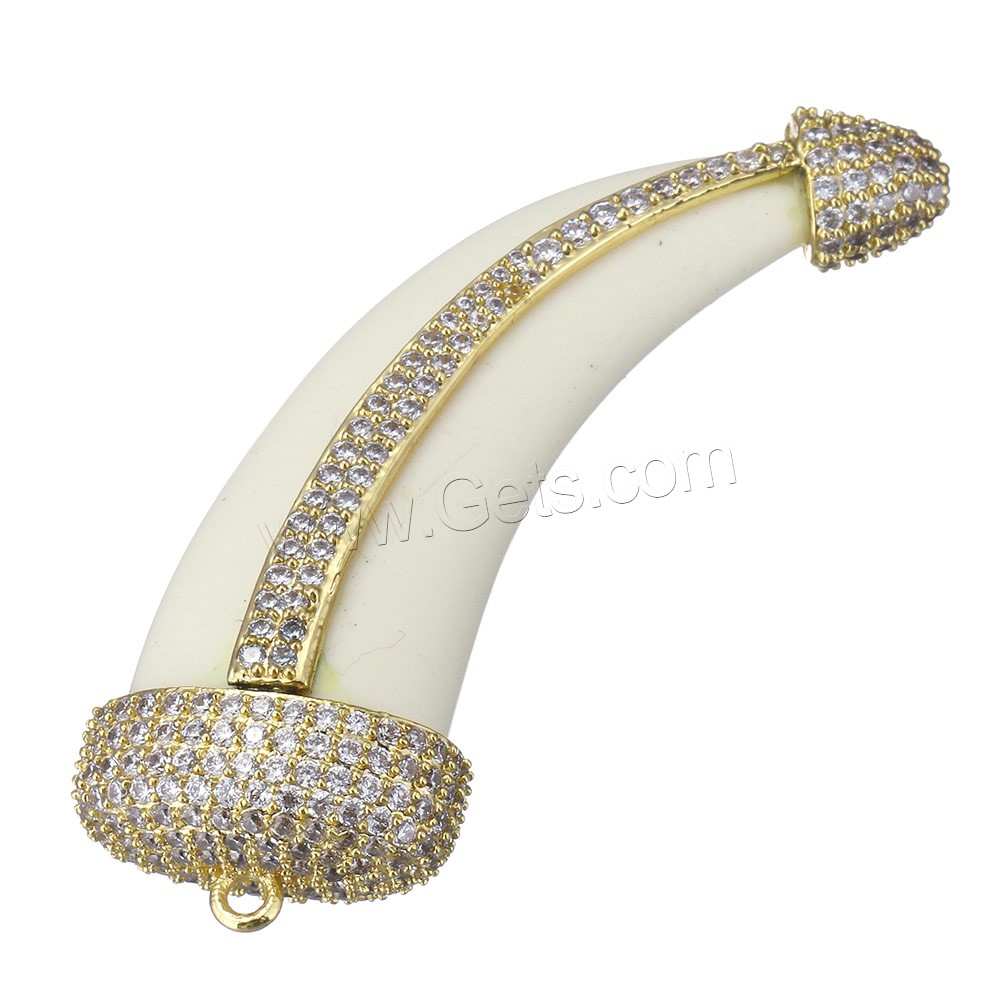 Synthetic Ivory Pendant, with Brass, plated, different styles for choice & micro pave cubic zirconia, more colors for choice, 21x58x14mm, Hole:Approx 2mm, Sold By PC