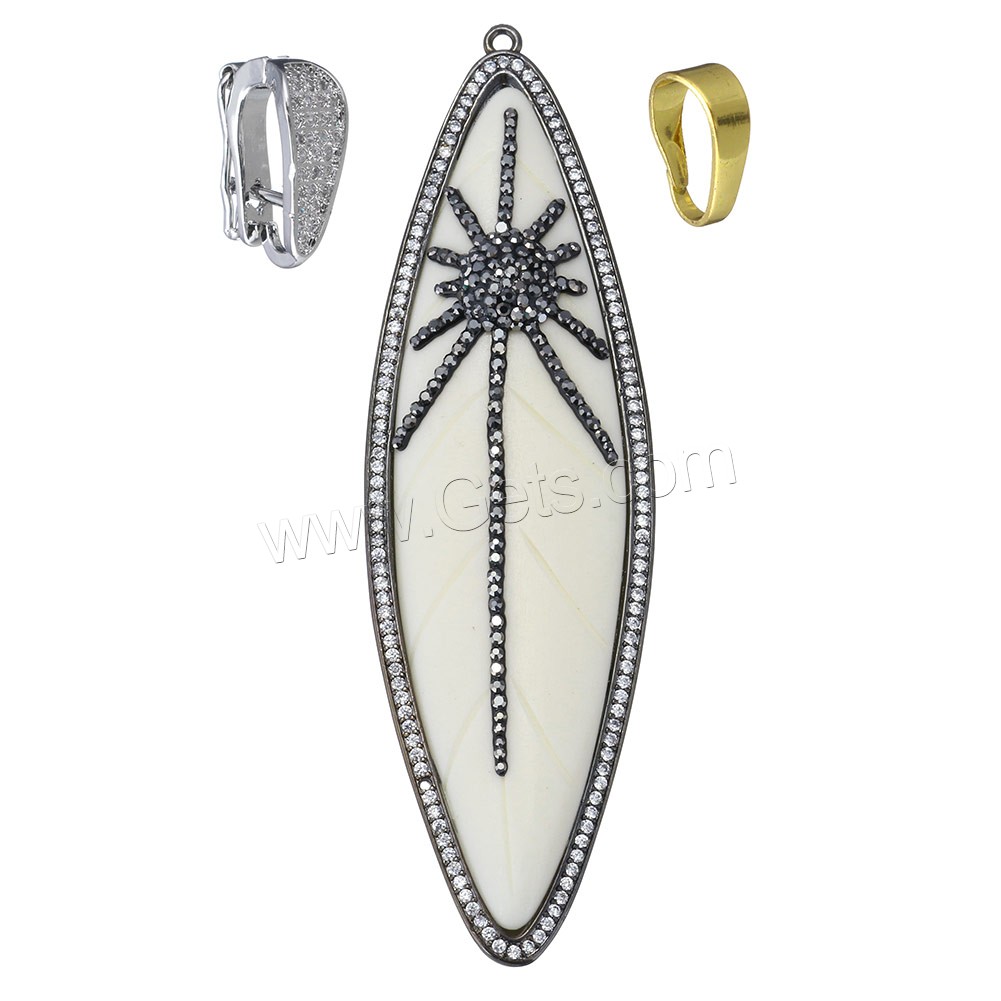 Synthetic Ivory Pendant, with Brass, plated, different styles for choice & micro pave cubic zirconia, 28x94.5x9mm, Hole:Approx 2mm, Sold By PC