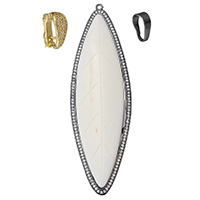 Synthetic Ivory Pendant, with Brass, plated & micro pave cubic zirconia Approx 2mm 