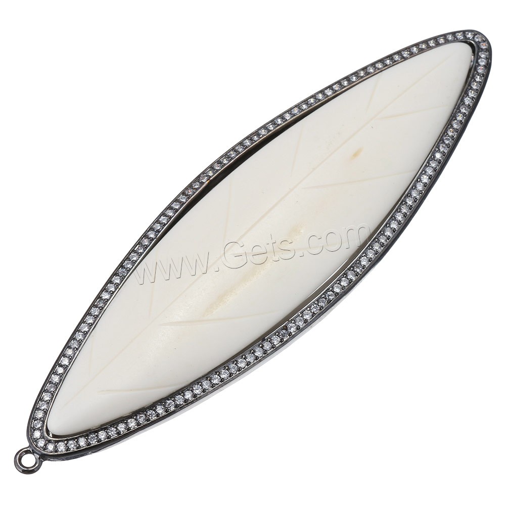 Synthetic Ivory Pendant, with Brass, plated, different styles for choice & micro pave cubic zirconia, 29x94x7mm, Hole:Approx 2mm, Sold By PC