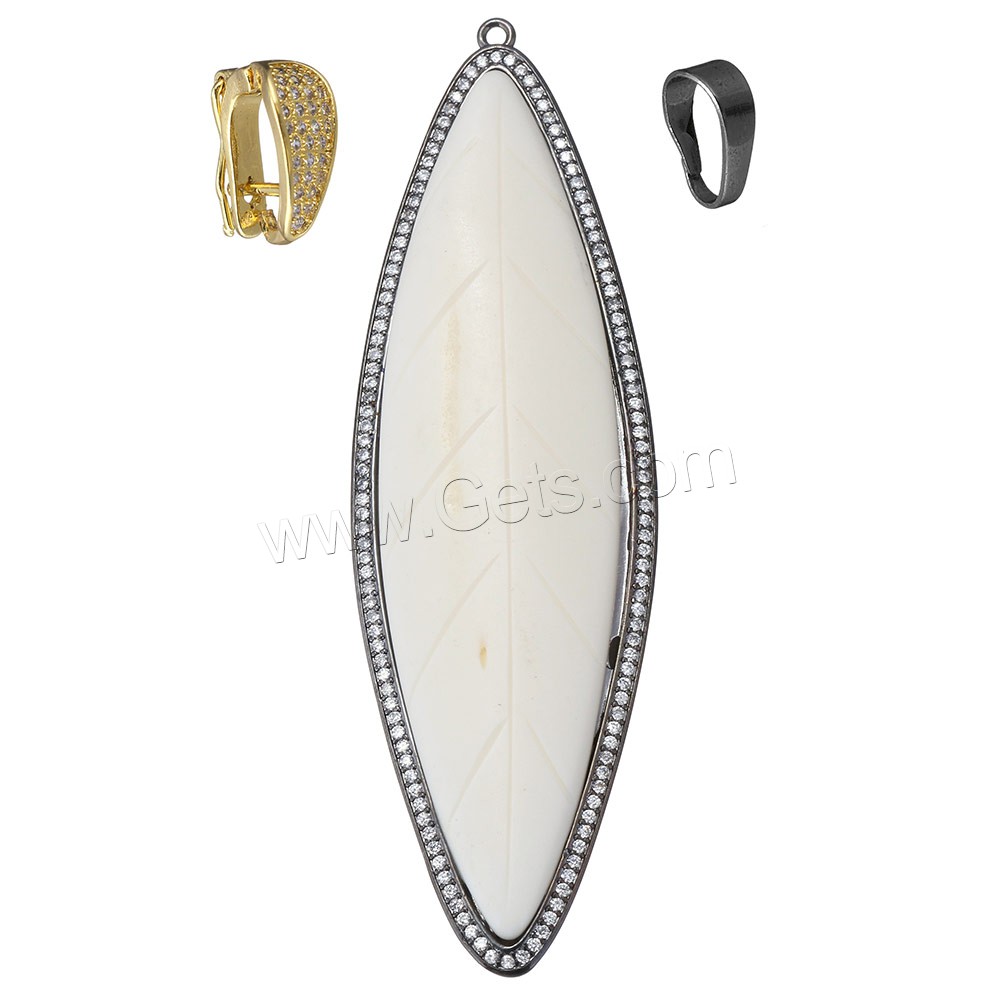 Synthetic Ivory Pendant, with Brass, plated, different styles for choice & micro pave cubic zirconia, 29x94x7mm, Hole:Approx 2mm, Sold By PC